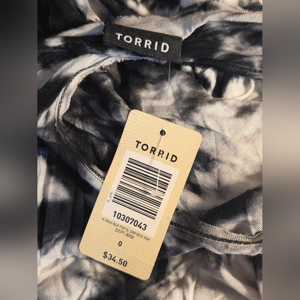 NWT Torrid Black And White Tye Dye High Low Tank Top Size 0X - Picture 4 of 11